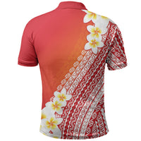 Tahiti Plumeria Tribal Pattern Polo Shirt Wave Style Red LT05 - Polynesian Pride