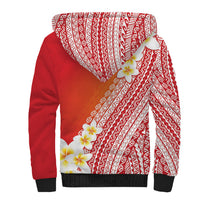 Tahiti Plumeria Tribal Pattern Sherpa Hoodie Wave Style Red LT05 - Polynesian Pride
