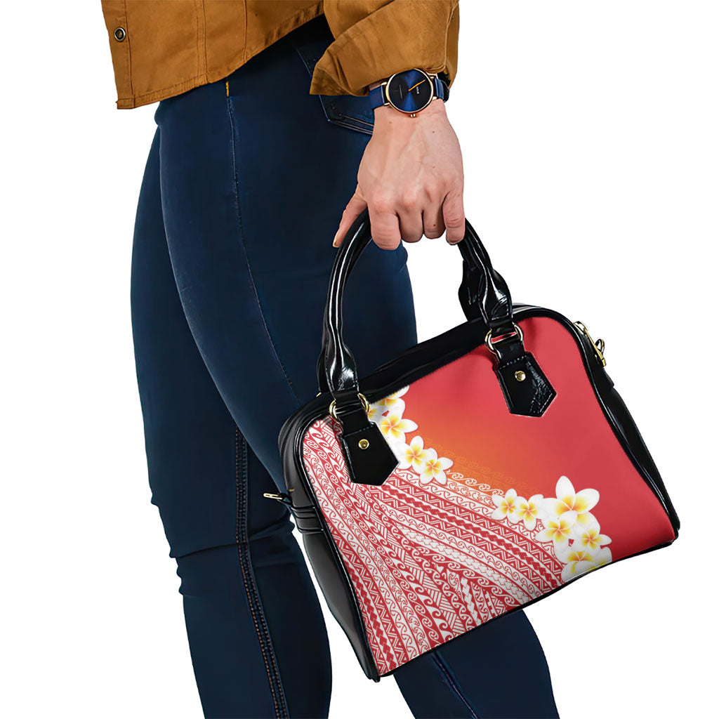Tahiti Plumeria Tribal Pattern Shoulder Handbag Wave Style Red LT05 - Polynesian Pride