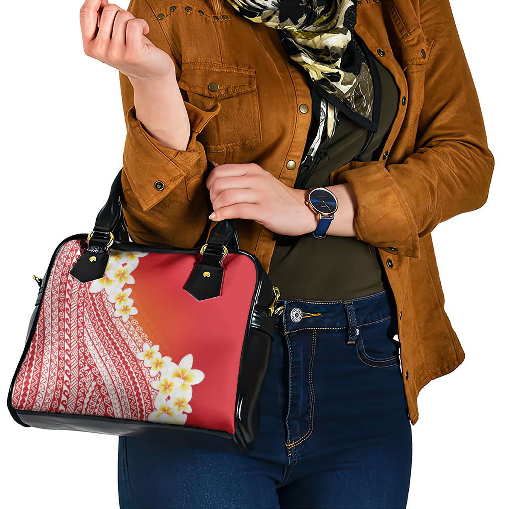 Tahiti Plumeria Tribal Pattern Shoulder Handbag Wave Style Red LT05 - Polynesian Pride