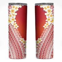 Tahiti Plumeria Tribal Pattern Skinny Tumbler Wave Style Red LT05 Red - Polynesian Pride