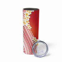 Tahiti Plumeria Tribal Pattern Skinny Tumbler Wave Style Red LT05 - Polynesian Pride