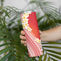 Tahiti Plumeria Tribal Pattern Skinny Tumbler Wave Style Red LT05 - Polynesian Pride