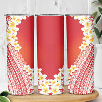 Tahiti Plumeria Tribal Pattern Skinny Tumbler Wave Style Red LT05 - Polynesian Pride