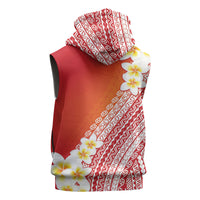 Tahiti Plumeria Tribal Pattern Sleeveless Hoodie Wave Style Red LT05 - Polynesian Pride