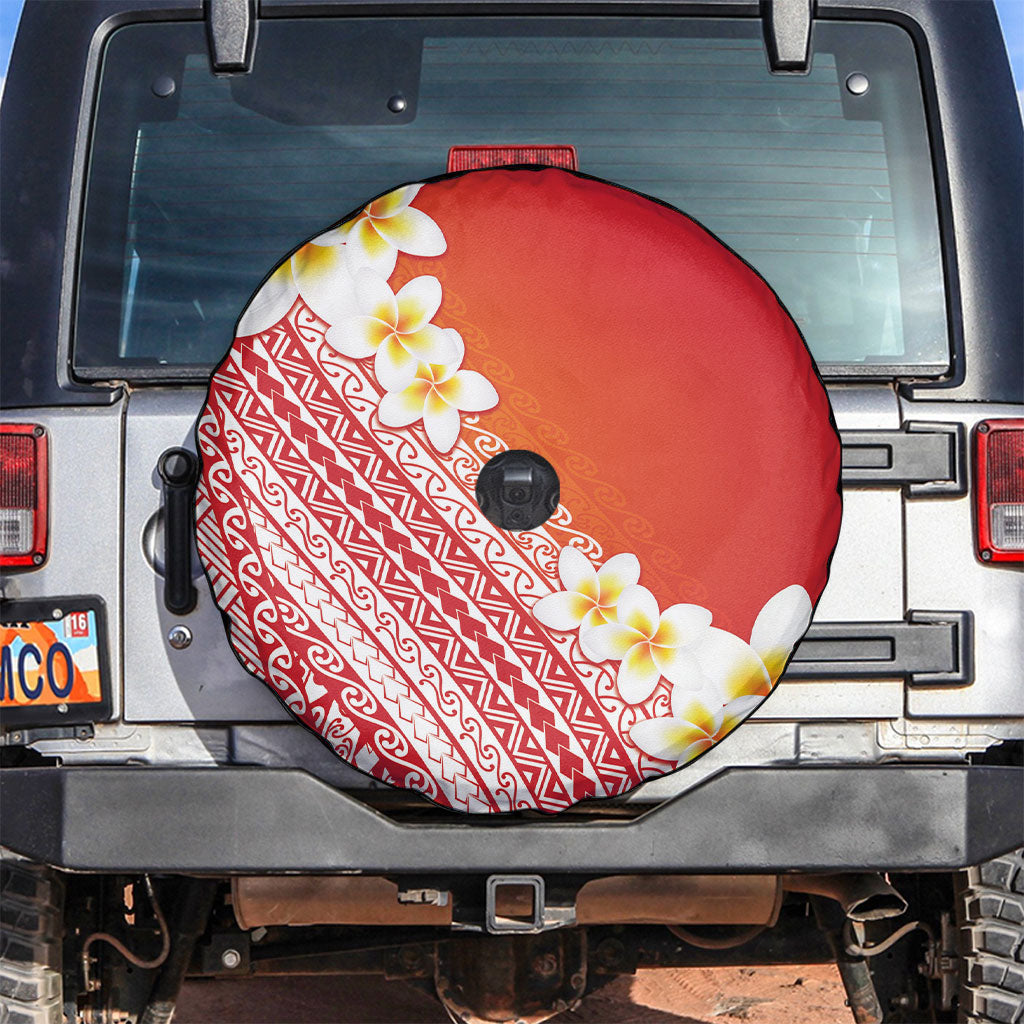 Tahiti Plumeria Tribal Pattern Spare Tire Cover Wave Style Red LT05 Red - Polynesian Pride