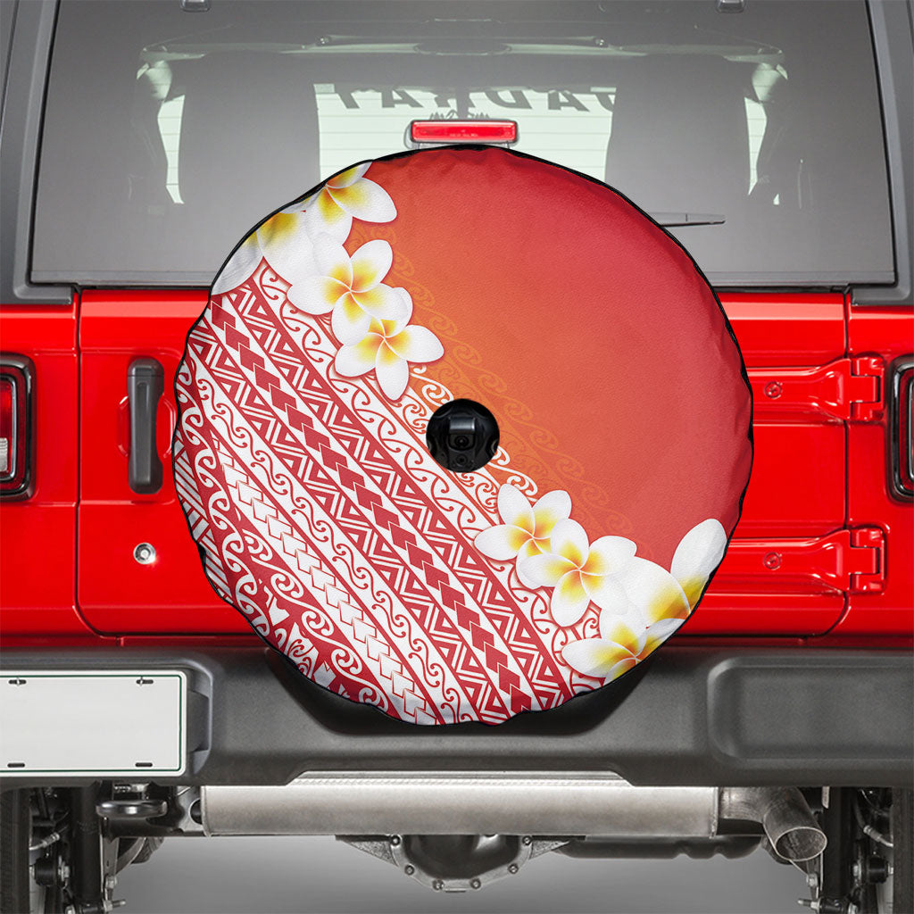 Tahiti Plumeria Tribal Pattern Spare Tire Cover Wave Style Red LT05 - Polynesian Pride