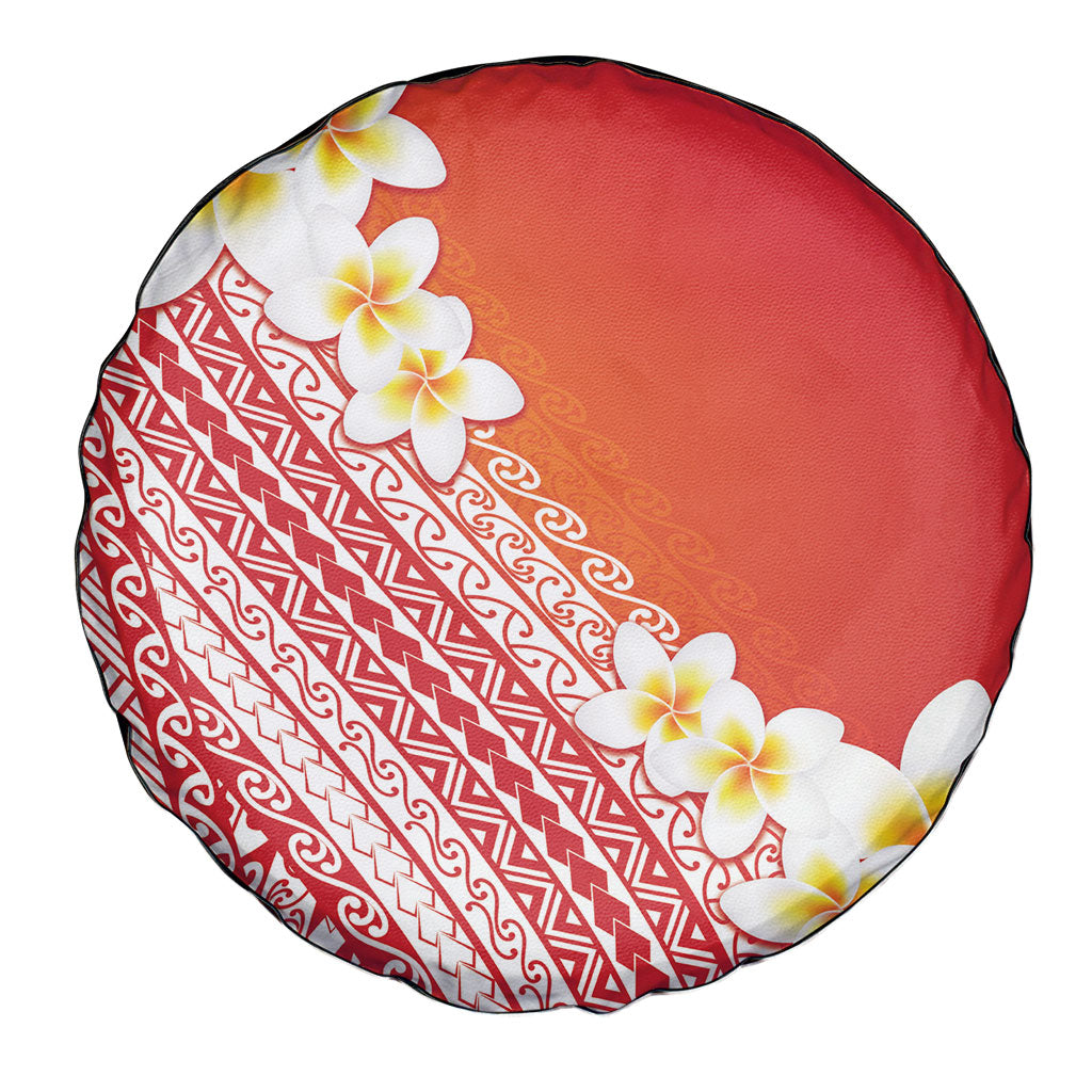 Tahiti Plumeria Tribal Pattern Spare Tire Cover Wave Style Red LT05 - Polynesian Pride