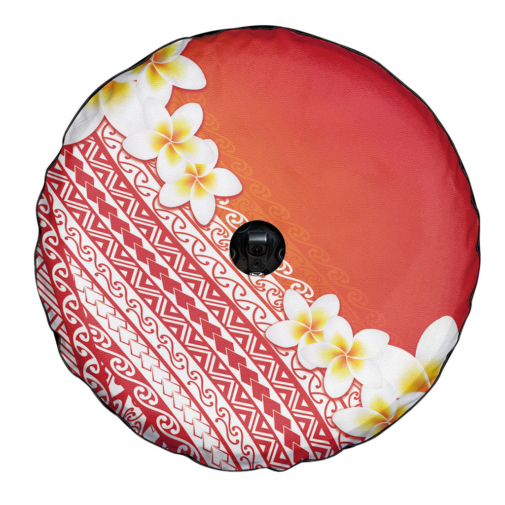 Tahiti Plumeria Tribal Pattern Spare Tire Cover Wave Style Red LT05 - Polynesian Pride