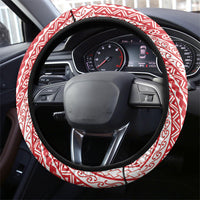 Tahiti Plumeria Tribal Pattern Steering Wheel Cover Wave Style Red LT05 - Polynesian Pride
