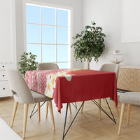 Tahiti Plumeria Tribal Pattern Tablecloth Wave Style Red LT05 - Polynesian Pride