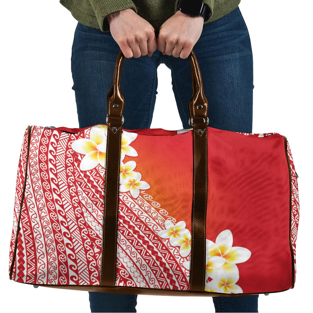 Tahiti Plumeria Tribal Pattern Travel Bag Wave Style Red LT05 Red - Polynesian Pride