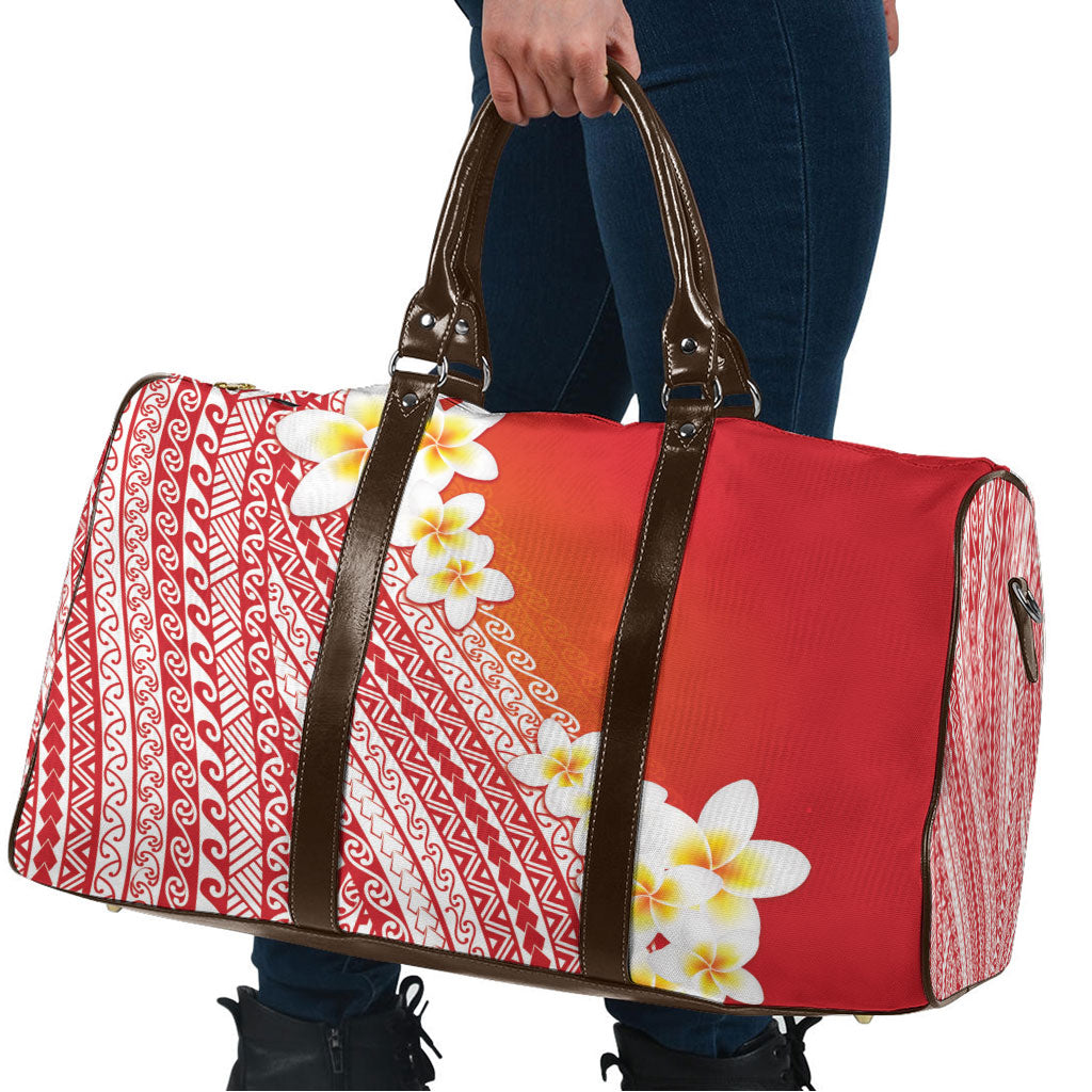 Tahiti Plumeria Tribal Pattern Travel Bag Wave Style Red LT05 - Polynesian Pride