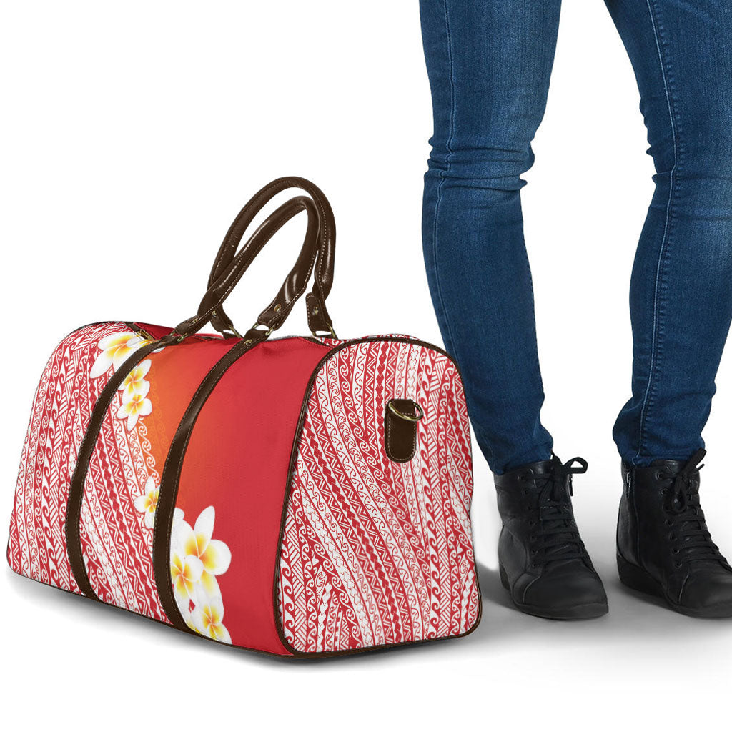 Tahiti Plumeria Tribal Pattern Travel Bag Wave Style Red LT05 - Polynesian Pride
