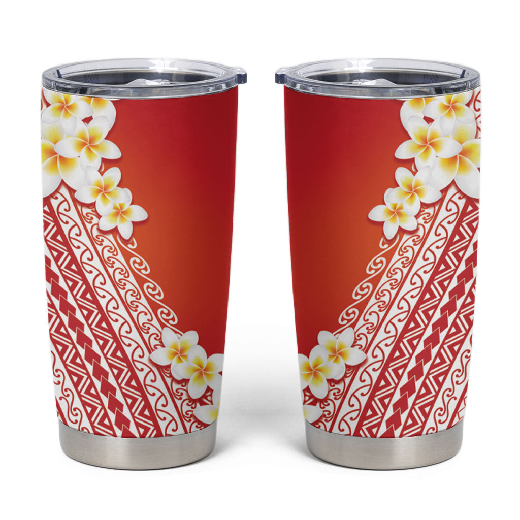Tahiti Plumeria Tribal Pattern Tumbler Cup Wave Style Red LT05 Red - Polynesian Pride