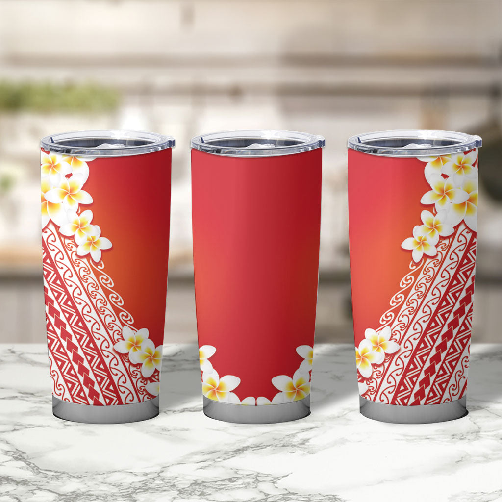 Tahiti Plumeria Tribal Pattern Tumbler Cup Wave Style Red LT05 - Polynesian Pride