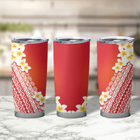 Tahiti Plumeria Tribal Pattern Tumbler Cup Wave Style Red LT05 - Polynesian Pride
