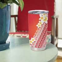 Tahiti Plumeria Tribal Pattern Tumbler Cup Wave Style Red LT05 - Polynesian Pride