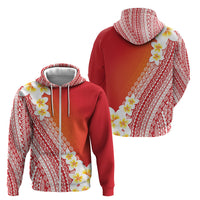 Tahiti Plumeria Tribal Pattern Zip Hoodie Wave Style Red LT05 - Polynesian Pride