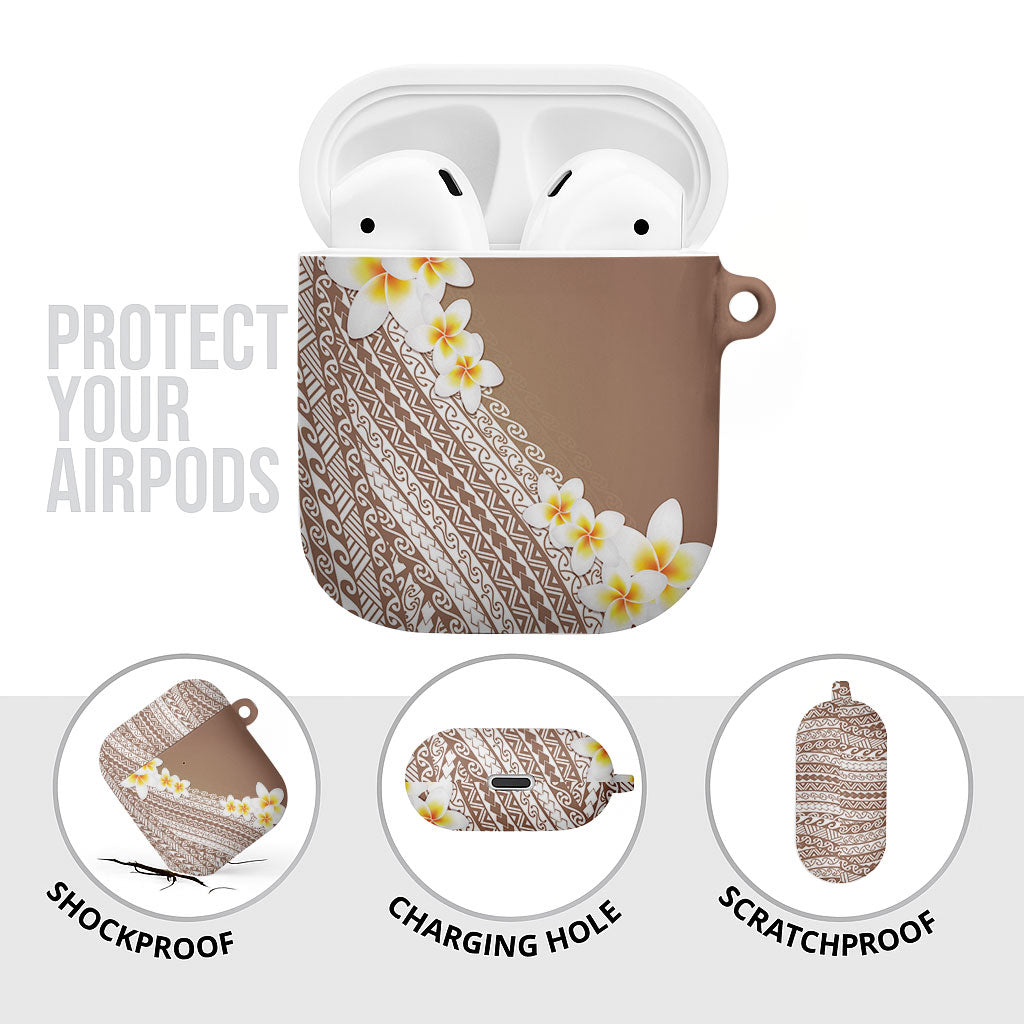 Tahiti Plumeria Tribal Pattern AirPods Case Wave Style Brown LT05 - Polynesian Pride