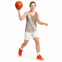 Tahiti Plumeria Tribal Pattern Basketball Jersey Wave Style Brown LT05 - Polynesian Pride