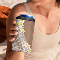 Tahiti Plumeria Tribal Pattern 4 in 1 Can Cooler Tumbler Wave Style Brown LT05 - Polynesian Pride