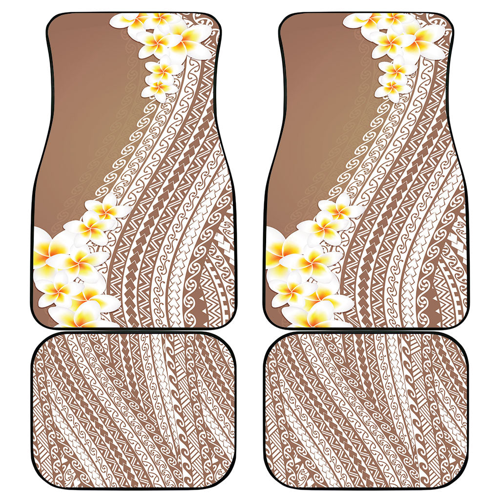 Tahiti Plumeria Tribal Pattern Car Mats Wave Style Brown LT05 - Polynesian Pride