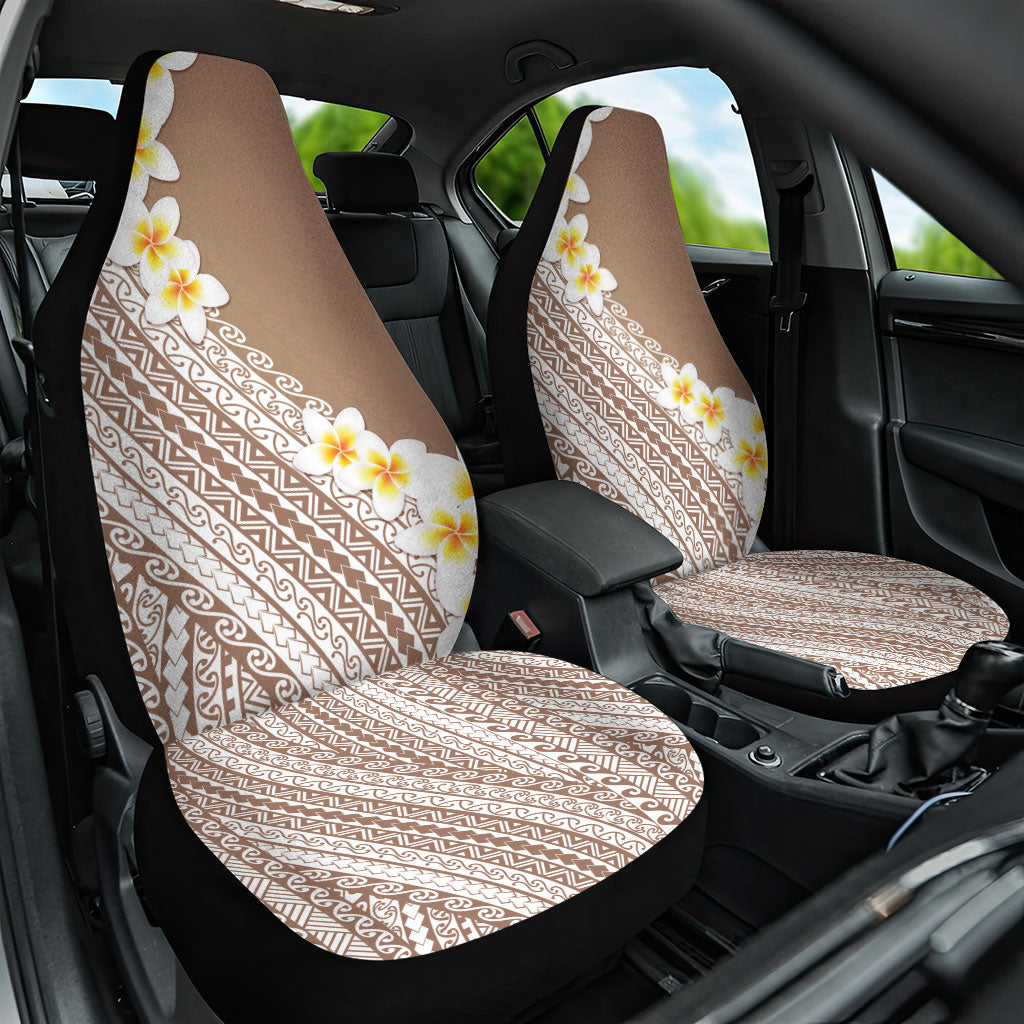 Tahiti Plumeria Tribal Pattern Car Seat Cover Wave Style Brown LT05 One Size Brown - Polynesian Pride