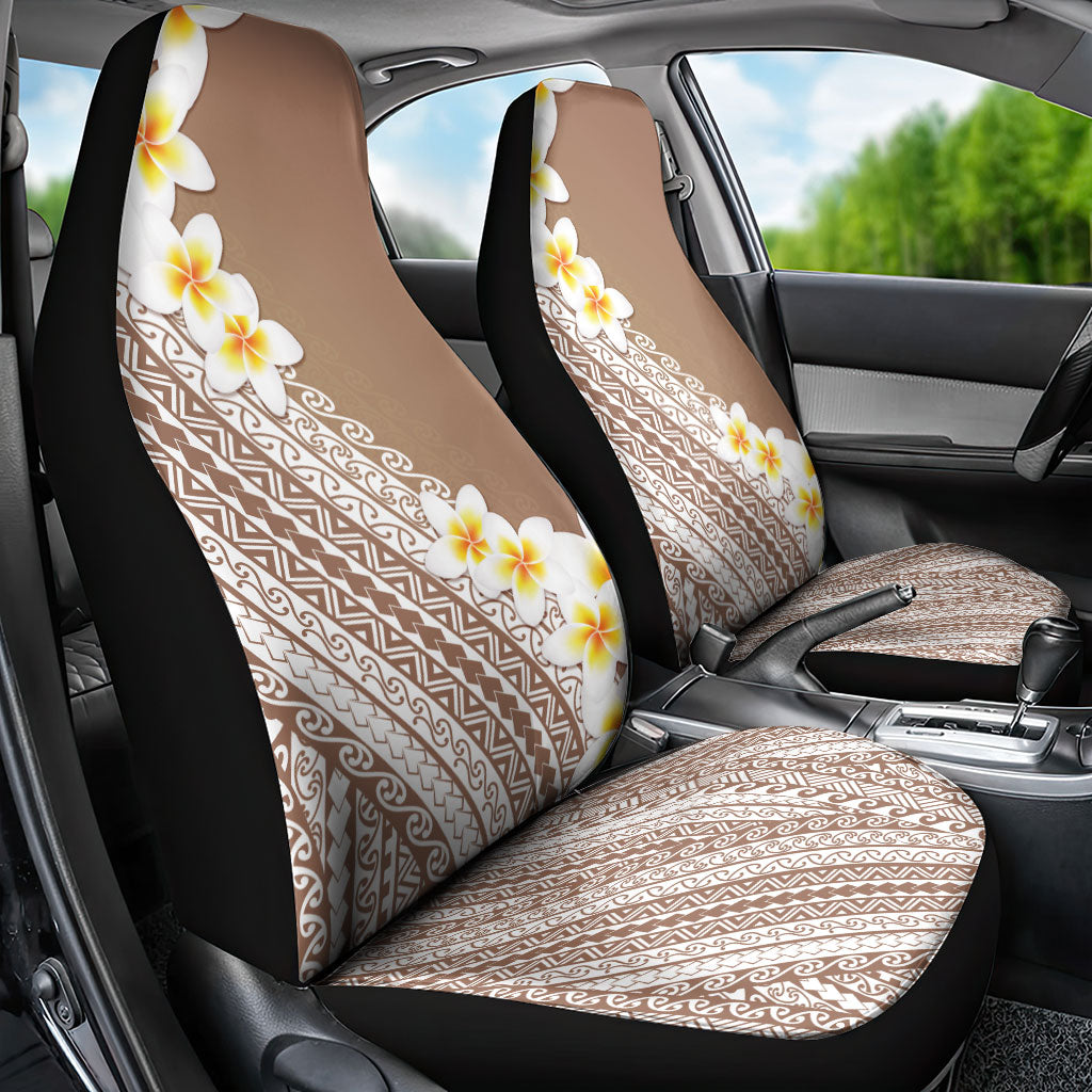 Tahiti Plumeria Tribal Pattern Car Seat Cover Wave Style Brown LT05 - Polynesian Pride
