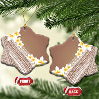 Tahiti Plumeria Tribal Pattern Ceramic Ornament Wave Style Brown