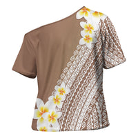 Tahiti Plumeria Tribal Pattern Cross Shoulder Shirt Wave Style Brown LT05 - Polynesian Pride
