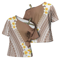 Tahiti Plumeria Tribal Pattern Cross Shoulder Shirt Wave Style Brown LT05 - Polynesian Pride