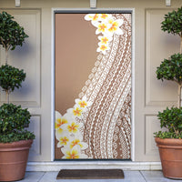 Tahiti Plumeria Tribal Pattern Door Cover Wave Style Brown LT05 Brown - Polynesian Pride