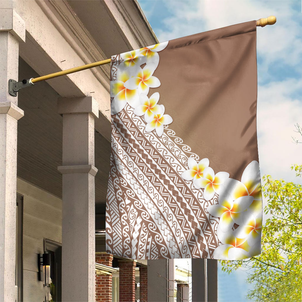 Tahiti Plumeria Tribal Pattern Garden Flag Wave Style Brown LT05 House Flag Brown - Polynesian Pride