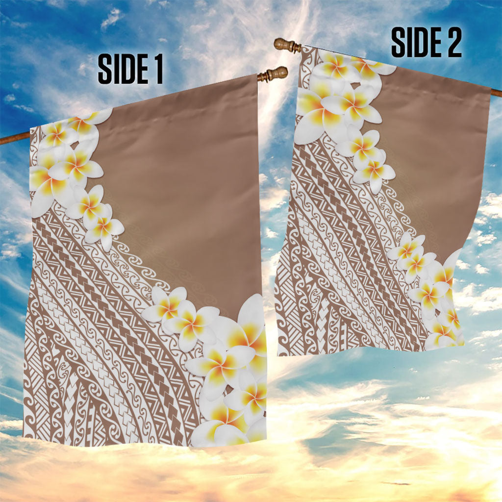 Tahiti Plumeria Tribal Pattern Garden Flag Wave Style Brown LT05 - Polynesian Pride