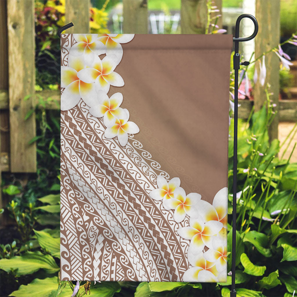 Tahiti Plumeria Tribal Pattern Garden Flag Wave Style Brown LT05 Garden Flag Brown - Polynesian Pride