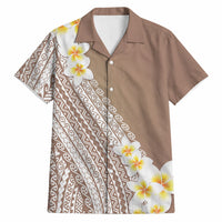 Tahiti Plumeria Tribal Pattern Hawaiian Shirt Wave Style Brown LT05 Brown - Polynesian Pride