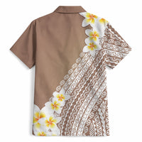 Tahiti Plumeria Tribal Pattern Hawaiian Shirt Wave Style Brown LT05 - Polynesian Pride