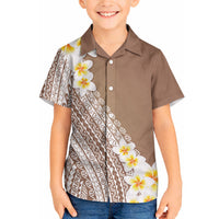 Tahiti Plumeria Tribal Pattern Hawaiian Shirt Wave Style Brown LT05 - Polynesian Pride
