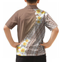 Tahiti Plumeria Tribal Pattern Hawaiian Shirt Wave Style Brown LT05 - Polynesian Pride