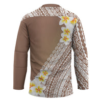 Tahiti Plumeria Tribal Pattern Hockey Jersey Wave Style Brown LT05 - Polynesian Pride