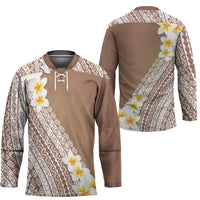 Tahiti Plumeria Tribal Pattern Hockey Jersey Wave Style Brown LT05 - Polynesian Pride