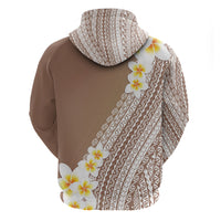 Tahiti Plumeria Tribal Pattern Hoodie Wave Style Brown LT05 - Polynesian Pride