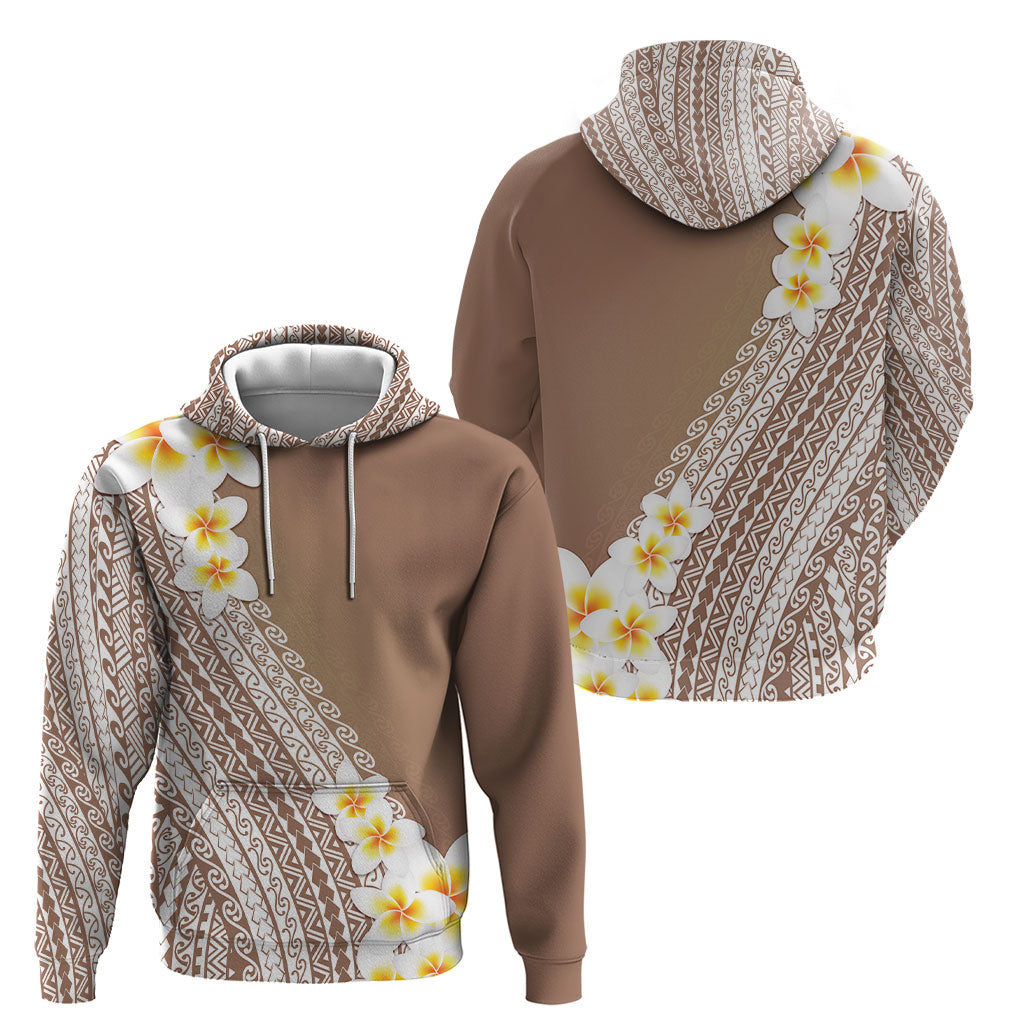 Tahiti Plumeria Tribal Pattern Hoodie Wave Style Brown LT05 - Polynesian Pride