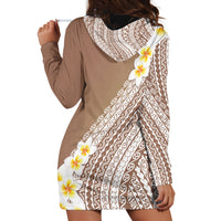 Tahiti Plumeria Tribal Pattern Hoodie Dress Wave Style Brown LT05 - Polynesian Pride