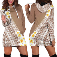 Tahiti Plumeria Tribal Pattern Hoodie Dress Wave Style Brown LT05 - Polynesian Pride