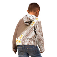 Tahiti Plumeria Tribal Pattern Kid Hoodie Wave Style Brown LT05 - Polynesian Pride