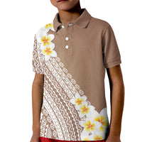 Tahiti Plumeria Tribal Pattern Kid Polo Shirt Wave Style Brown LT05 Kid Brown - Polynesian Pride