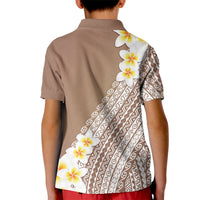 Tahiti Plumeria Tribal Pattern Kid Polo Shirt Wave Style Brown LT05 - Polynesian Pride