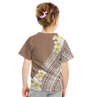 Tahiti Plumeria Tribal Pattern Kid T Shirt Wave Style Brown LT05 - Polynesian Pride
